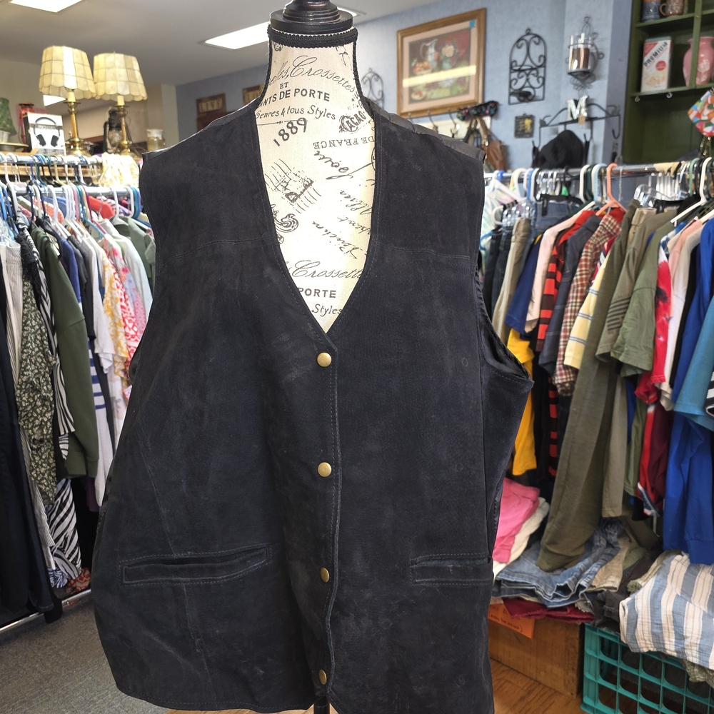 Vintage Forenza Black Suede Western Style Button Front Vest